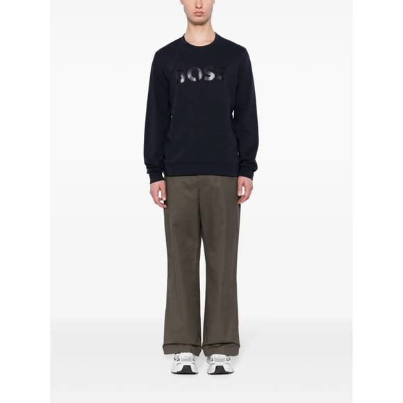 NEW HUGO BOSS salbo mirror cotton sweatshirt in black